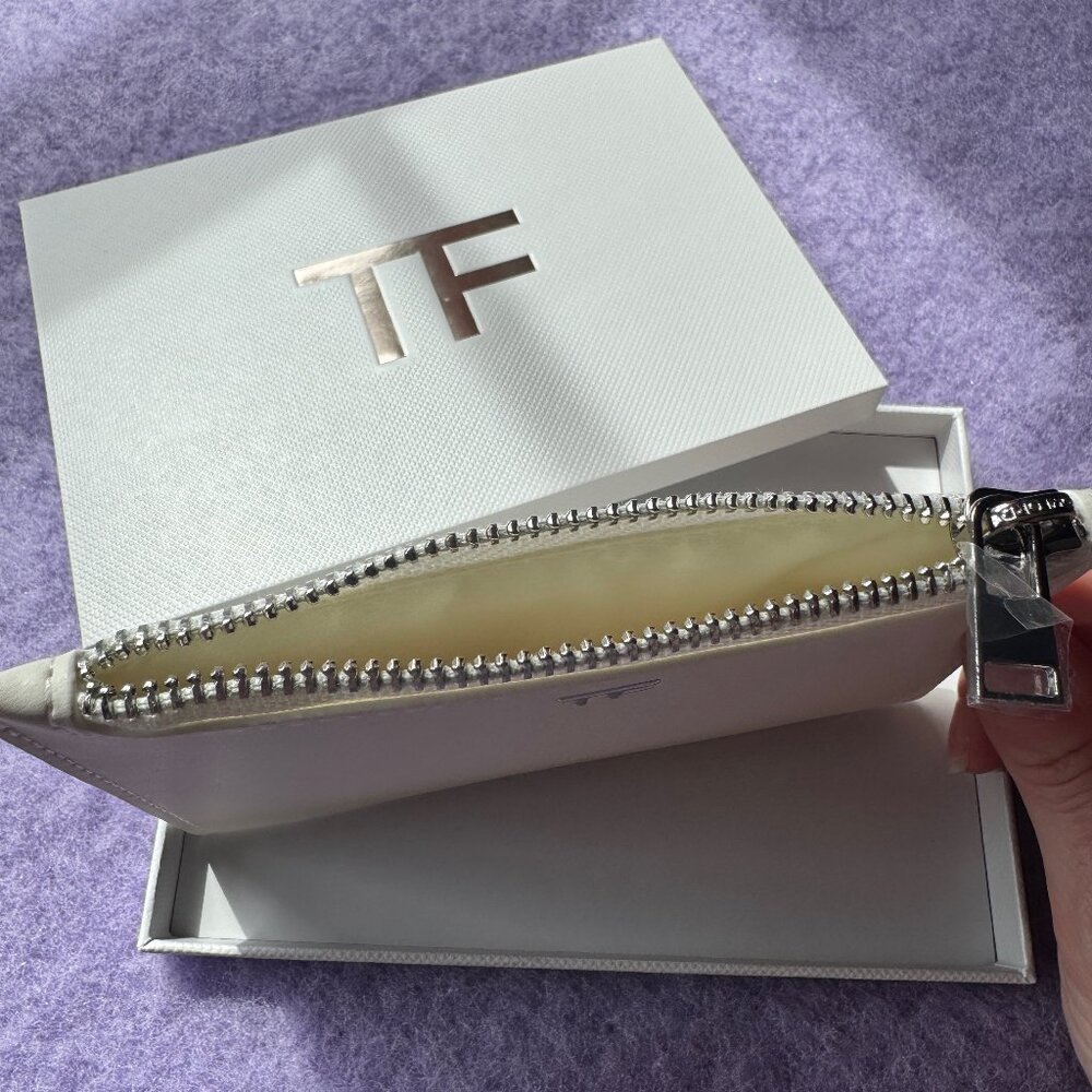 NIB Tom Ford White vegan leather Cosmetic pouch/case